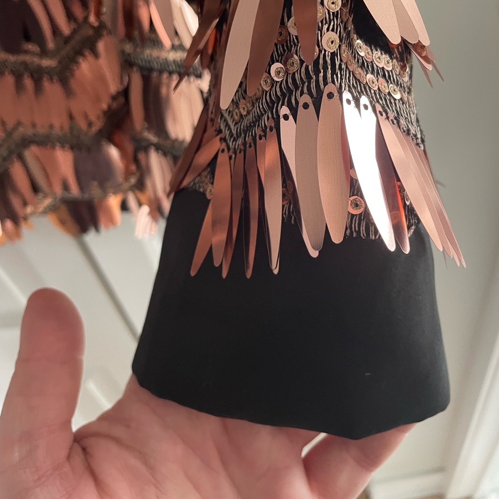 Sequin Embellished Women's Jacket - Black and Rose Gold - Picture 5 of 6